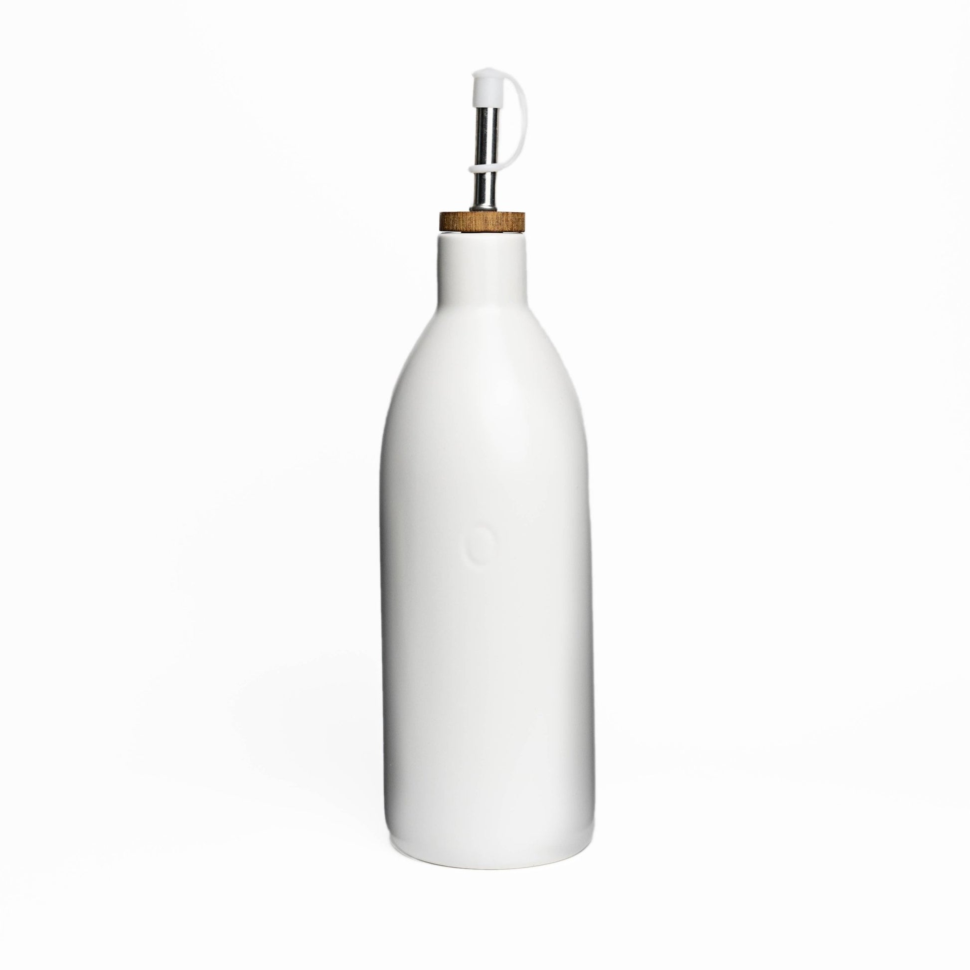 White Ceramic Oil Bottle,17 oz Olive Oil Dispenser - Market 12