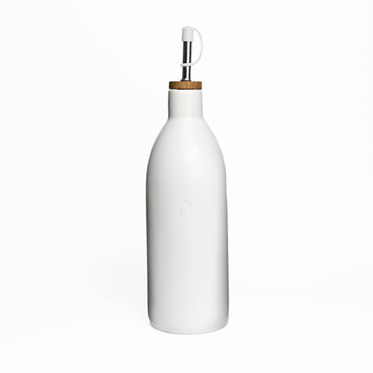 White Ceramic Oil Bottle,17 oz Olive Oil Dispenser - Market 12