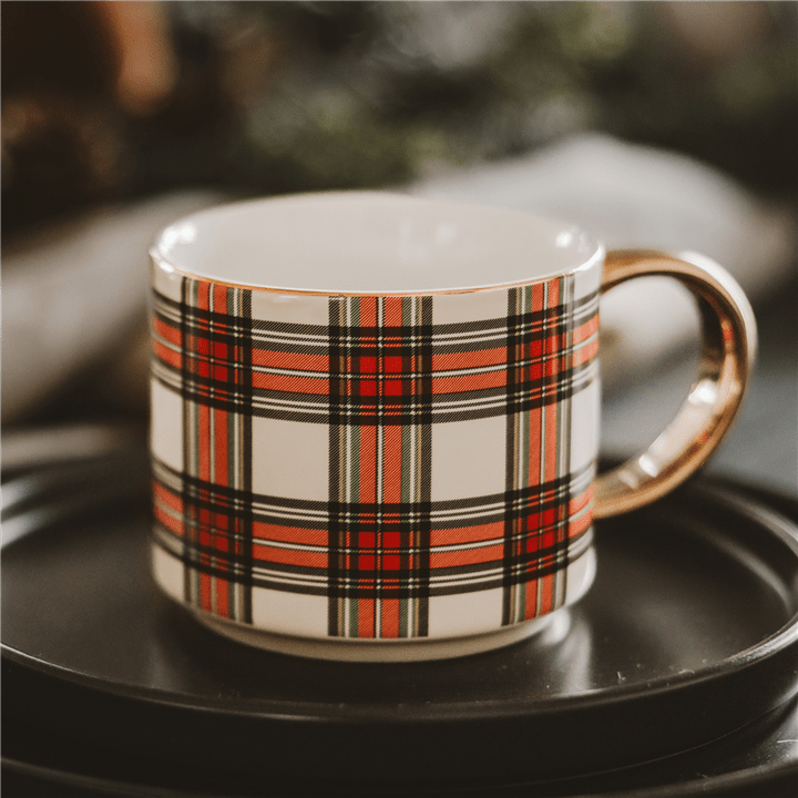 White Plaid Holiday Coffee Mug - Market 12
