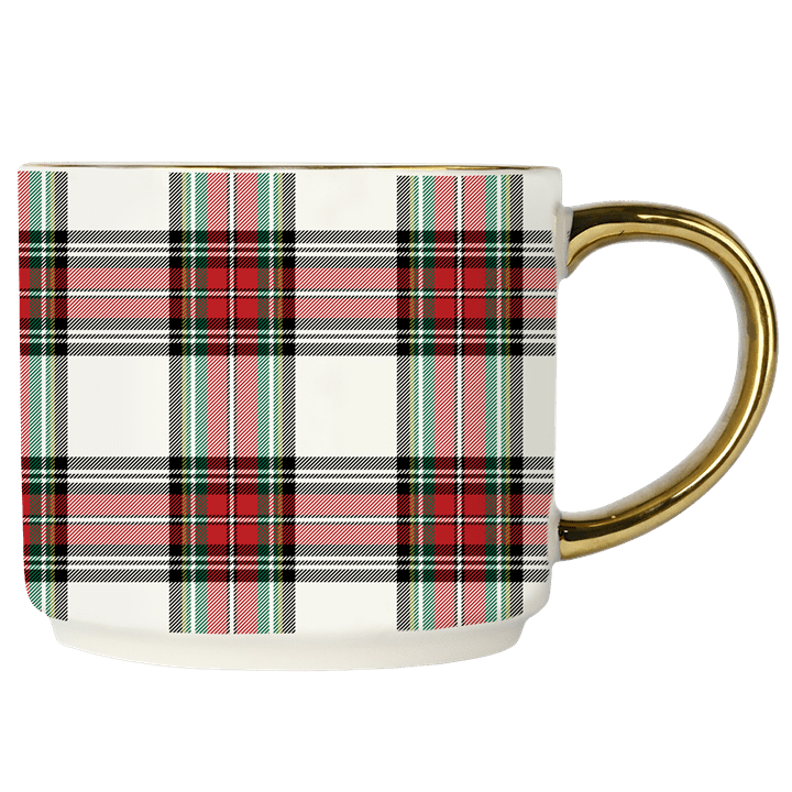 White Plaid Holiday Coffee Mug - Market 12