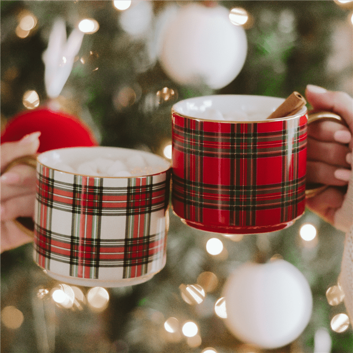 White Plaid Holiday Coffee Mug - Market 12
