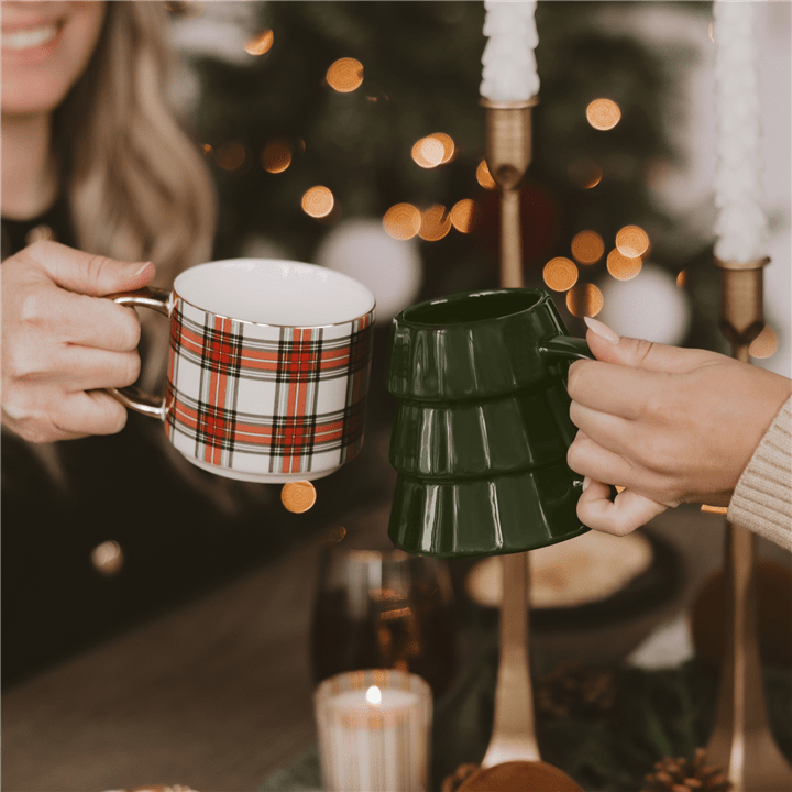 White Plaid Holiday Coffee Mug - Market 12