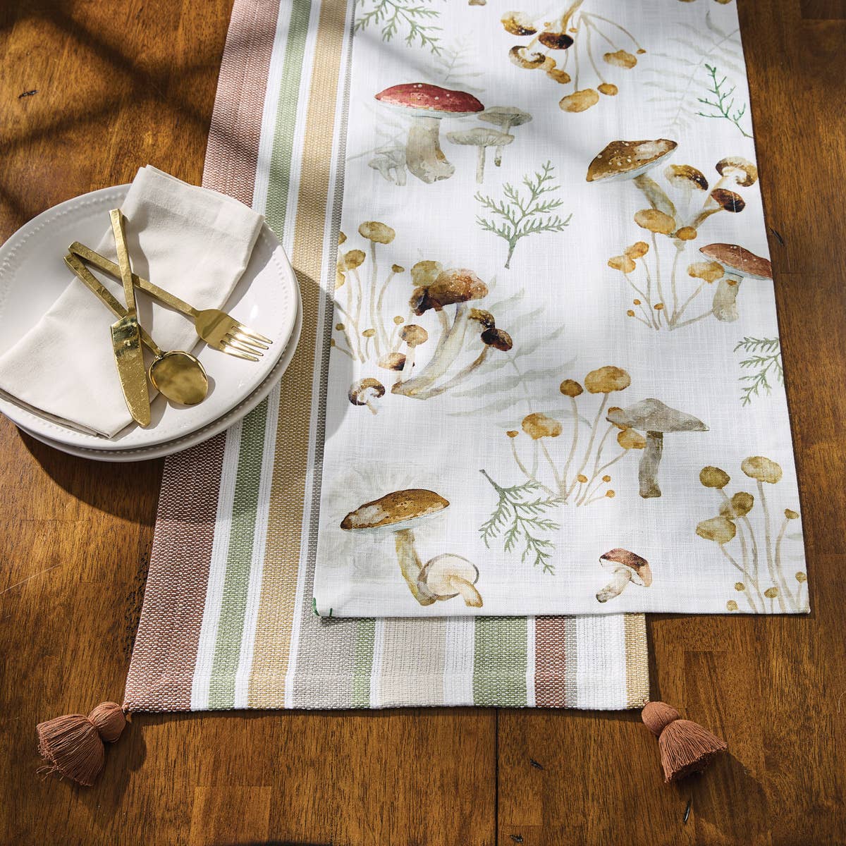 Wild Mushrooms Table Runner 72"L - Market 12