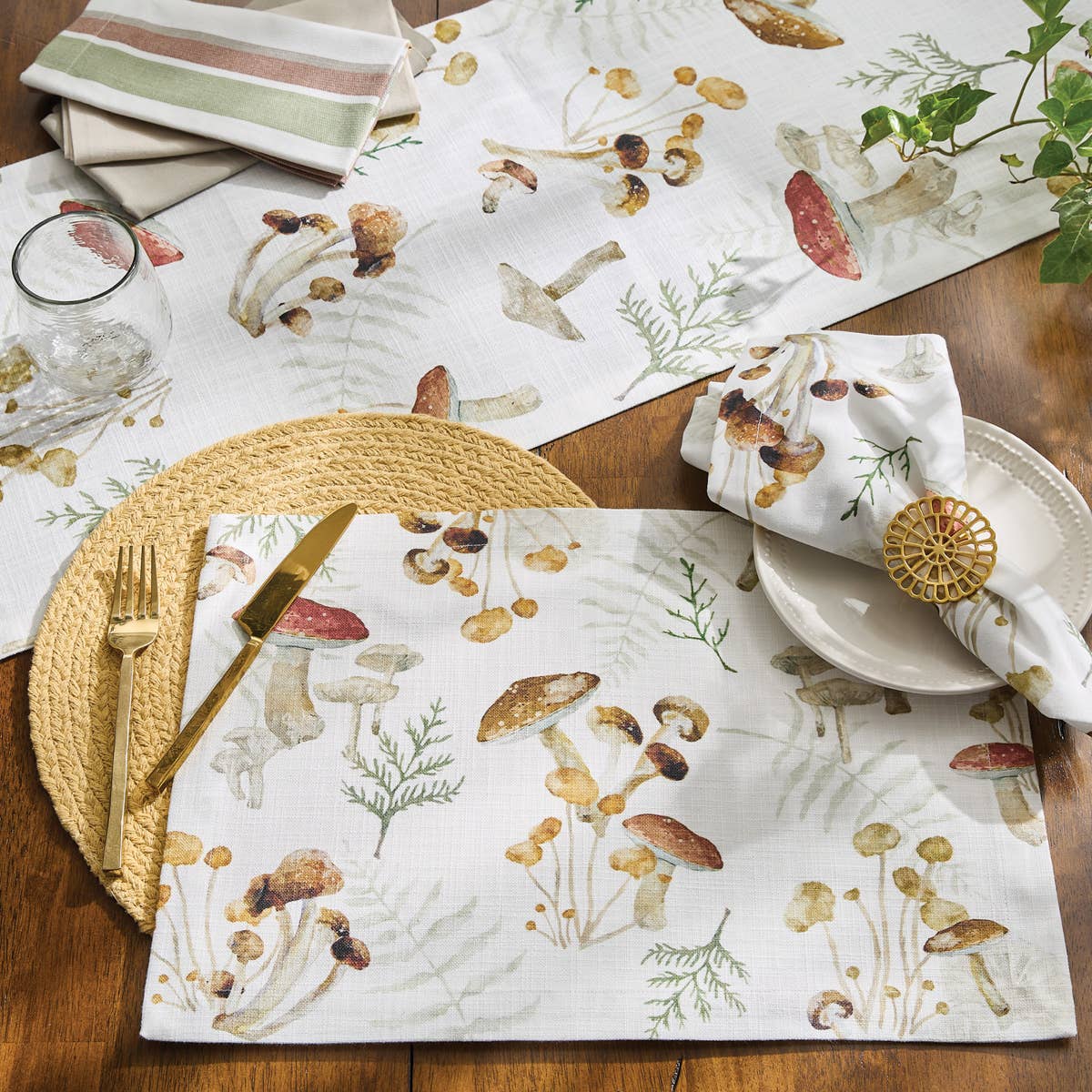 Wild Mushrooms Table Runner 72"L - Market 12