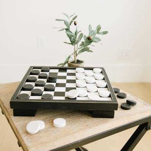 Wood Checker Board Set, W/Storage - Market 12