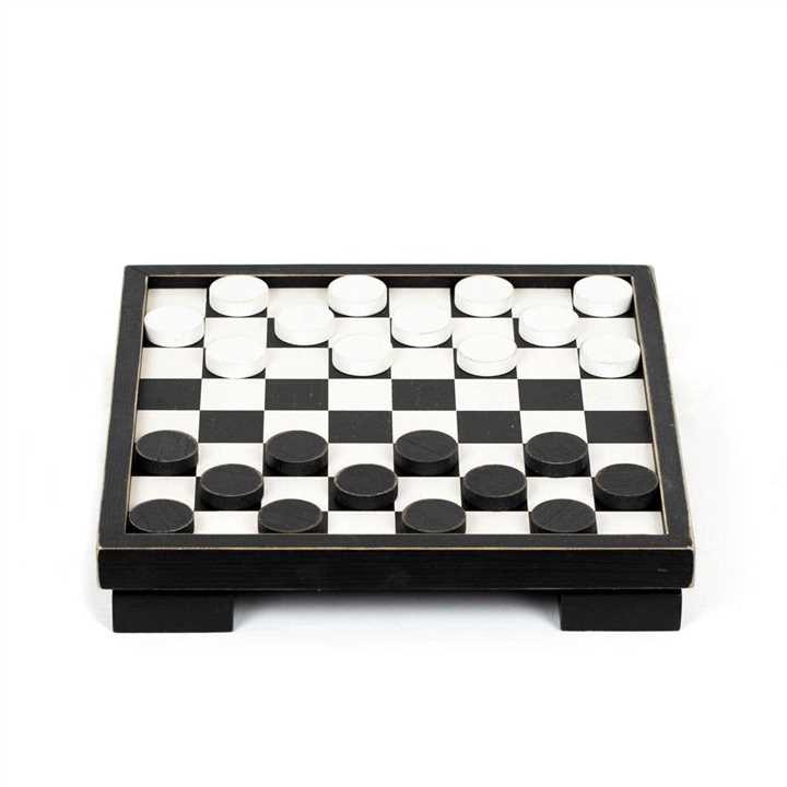 Wood Checker Board Set, W/Storage - Market 12