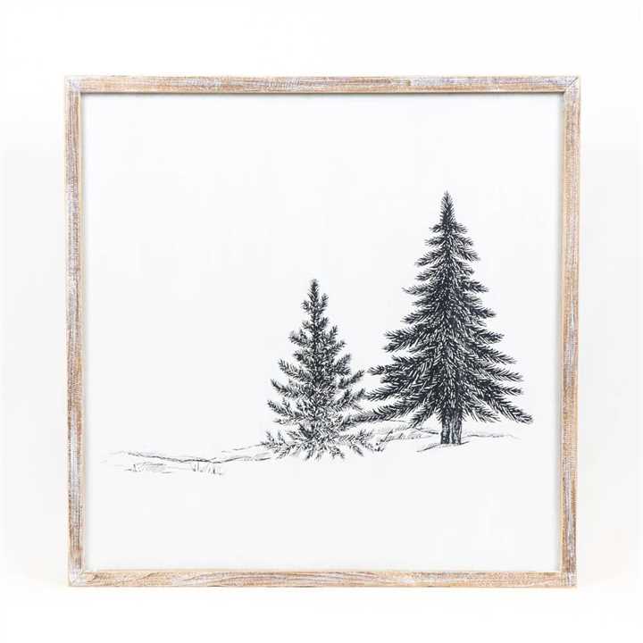 Wood Frame Picture (PINE TREE/OLIVE) Christmas Decor - Market 12
