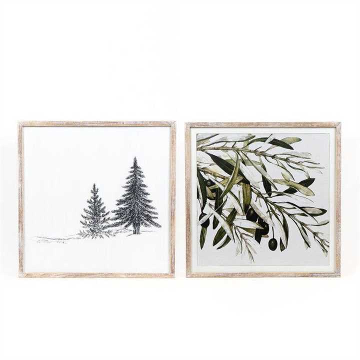 Wood Frame Picture (PINE TREE/OLIVE) Christmas Decor - Market 12