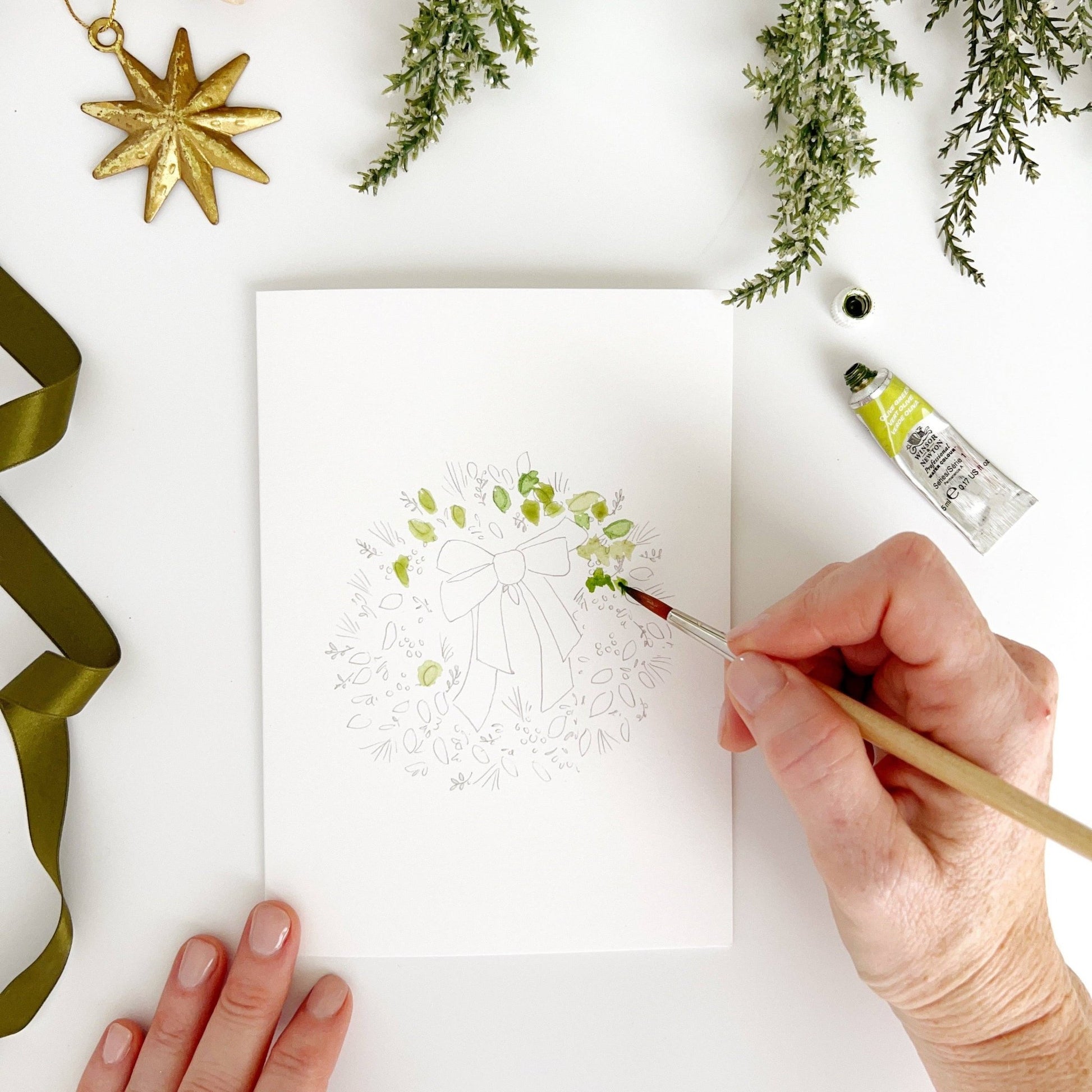 Wreaths paintable notecards - Market 12