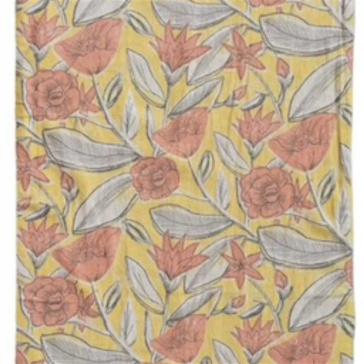 Yellow Cotton Printed Tea Towel - Market 12
