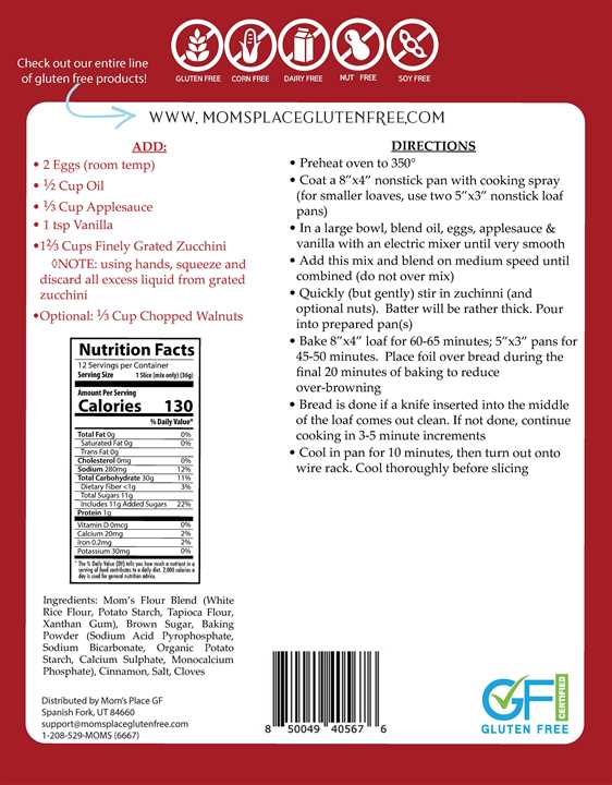 Zucchini Bread Mix GF - Market 12